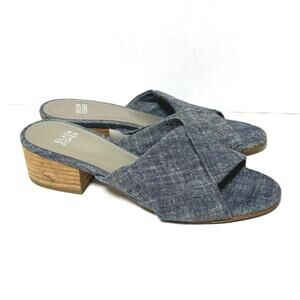 Eileen Fisher Women’s Size 7.5 Ruche Slide Mules Denim Blue Sandals